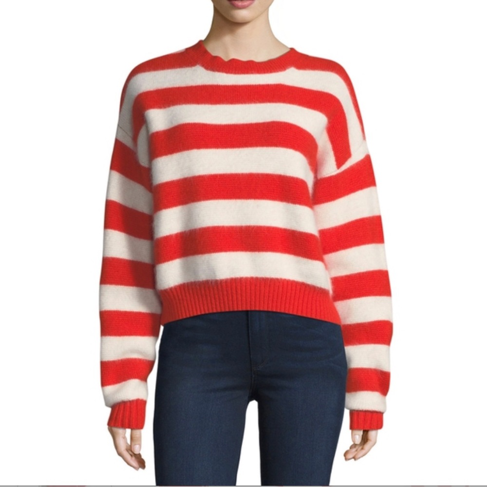 Diane Von Furstenberg Striped Angola Baseball Sweater Size Small New With Tags!